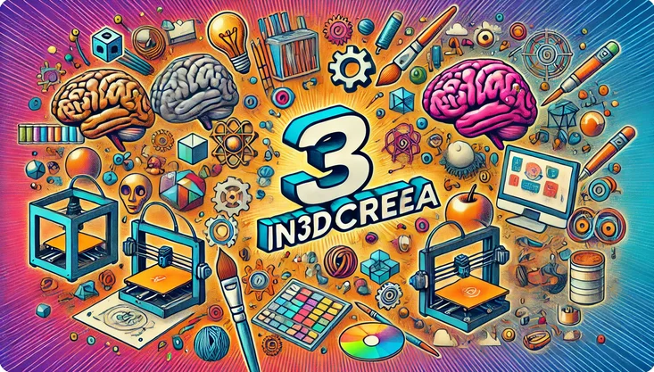 Logo y collage creativo de IN3DCREA